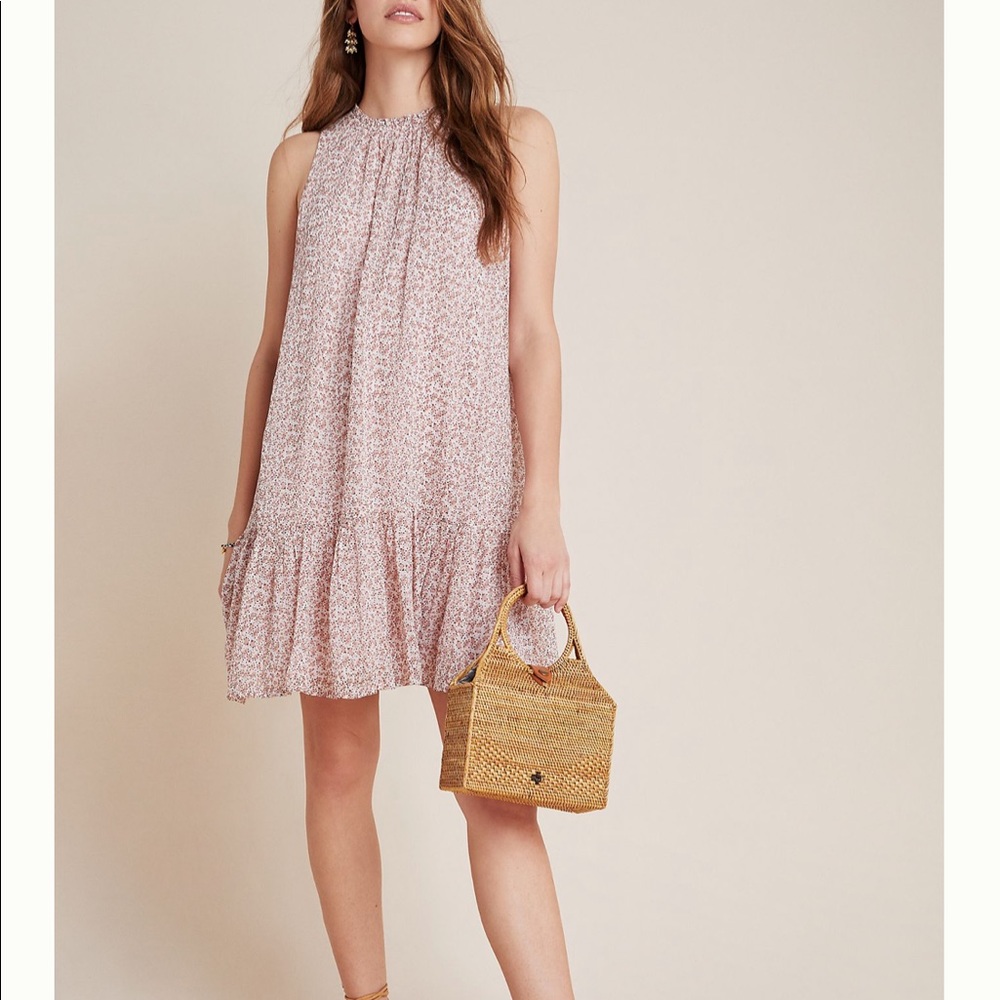 Pink Anthropologie dress.